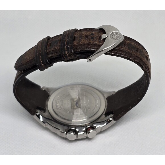 Womens Timex Shenmue Alarm Date Indiglo Silver Tone Brown Leather Strap Watch 11 - Picture 8 of 9